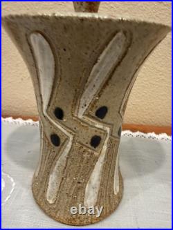 Rare Signed Mark Fleming Mid Century Modern Stoneware Canister Ca. Pond Art