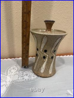 Rare Signed Mark Fleming Mid Century Modern Stoneware Canister Ca. Pond Art