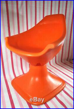 Rare Space Age Vintage SWIVET Orange Moulded Products MOD Child's Swivel Chair