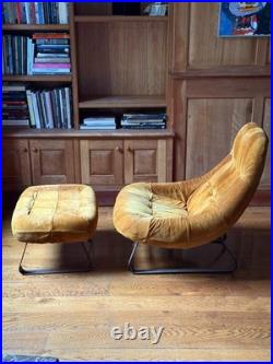 Rare Suede Percival Lafer Leather Earth Lounge Chair and Ottoman