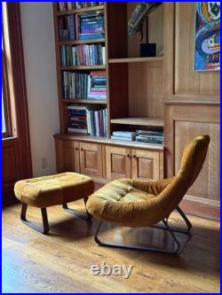 Rare Suede Percival Lafer Leather Earth Lounge Chair and Ottoman