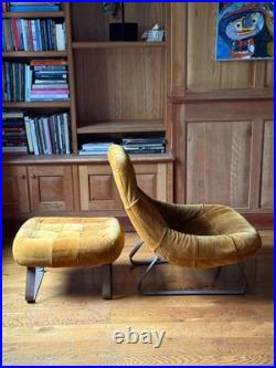 Rare Suede Percival Lafer Leather Earth Lounge Chair and Ottoman