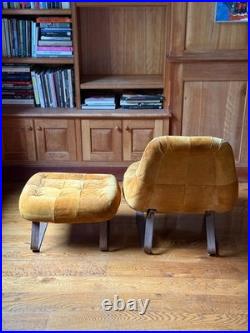 Rare Suede Percival Lafer Leather Earth Lounge Chair and Ottoman