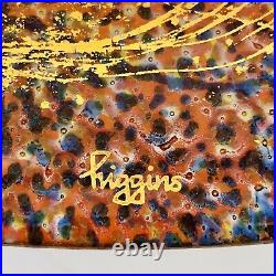 Rare Super Large Higgins Art Glass Centerpiece Bowl Pointille Pattern
