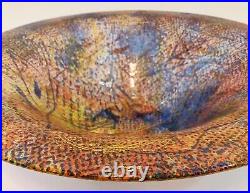 Rare Super Large Higgins Art Glass Centerpiece Bowl Pointille Pattern