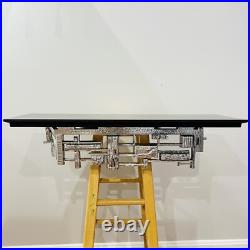 Rare Syroco Brutalist Mid Century MCM Plastic Base And Wood Wall Shelf