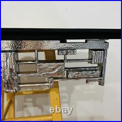 Rare Syroco Brutalist Mid Century MCM Plastic Base And Wood Wall Shelf