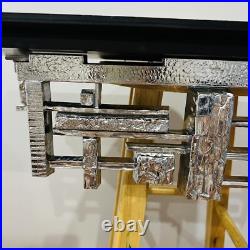 Rare Syroco Brutalist Mid Century MCM Plastic Base And Wood Wall Shelf