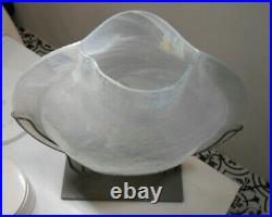 Rare Tony Evans Mid Century Modern Opalescent Art Glass Vase On Iron Stand