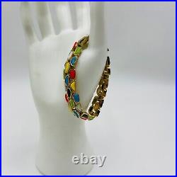 Rare Trifari Crown Mid Century Modern Bracelet Brutalist MCM Orange Green
