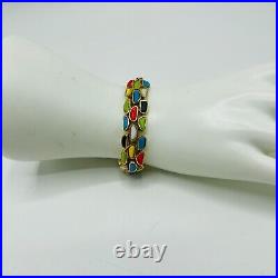 Rare Trifari Crown Mid Century Modern Bracelet Brutalist MCM Orange Green