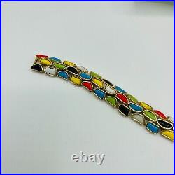 Rare Trifari Crown Mid Century Modern Bracelet Brutalist MCM Orange Green
