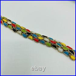 Rare Trifari Crown Mid Century Modern Bracelet Brutalist MCM Orange Green