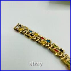 Rare Trifari Crown Mid Century Modern Bracelet Brutalist MCM Orange Green