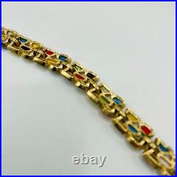 Rare Trifari Crown Mid Century Modern Bracelet Brutalist MCM Orange Green