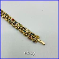 Rare Trifari Crown Mid Century Modern Bracelet Brutalist MCM Orange Green
