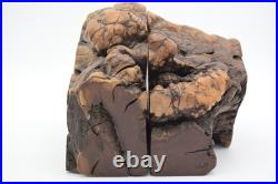 Rare Unique Burl Wood Bookends Rustic Library Mid Century Modern