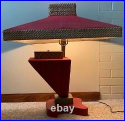 Rare Unusual Vintage 50s Red Lynard California Lamp Mid Century Modern Lighting