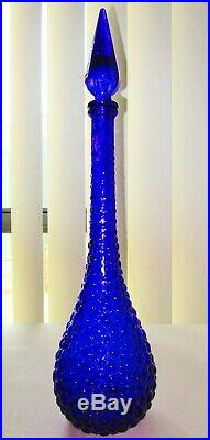 Rare VINTAGE SUPER RICH COBALT BLUE ITALIAN ART GLASS GENIE BOTTLE DECANTER