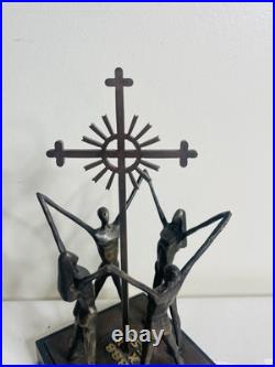 Rare VTG Bronze Gothic Church Lithuania Sculpture Brutalist Mid-Century Modern