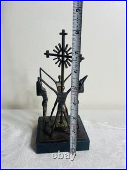 Rare VTG Bronze Gothic Church Lithuania Sculpture Brutalist Mid-Century Modern