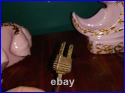 Rare VTG Mid Century Modern Ceramic Pink GoldTable Lamp Retro