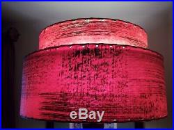 Rare Vintage 1950s RED Two Tier Fiberglass Lamp Shade Mid Century Modern Atomic