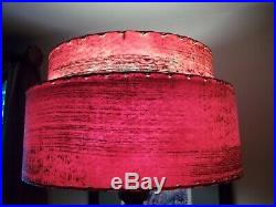 Rare Vintage 1950s RED Two Tier Fiberglass Lamp Shade Mid Century Modern Atomic