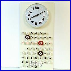 Rare Vintage 1960 Space Age MidCentury Atomic Retro Burwood Wall Clock Calendar