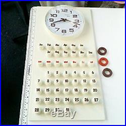 Rare Vintage 1960 Space Age MidCentury Atomic Retro Burwood Wall Clock Calendar