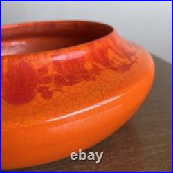 Rare Vintage 1960s MCM Large Orange Red Drip Lava Glaze Pottery Planter Bowl