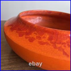 Rare Vintage 1960s MCM Large Orange Red Drip Lava Glaze Pottery Planter Bowl