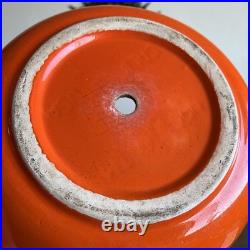 Rare Vintage 1960s MCM Large Orange Red Drip Lava Glaze Pottery Planter Bowl