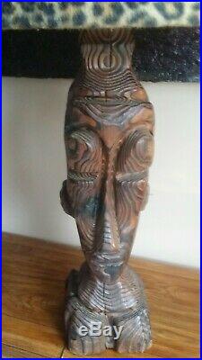 Rare Vintage 50s 60s WITCO large Tiki /African Lamp with Leopard Shade