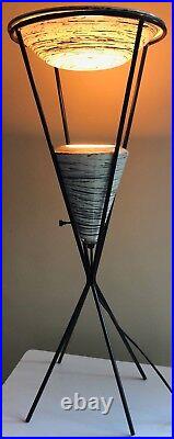 Rare Vintage 50s Atomic Iron Ceramic Pottery Lamp Mid Century Modern Lighting