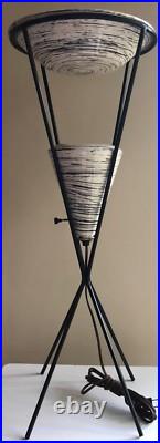 Rare Vintage 50s Atomic Iron Ceramic Pottery Lamp Mid Century Modern Lighting