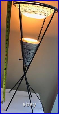 Rare Vintage 50s Atomic Iron Ceramic Pottery Lamp Mid Century Modern Lighting