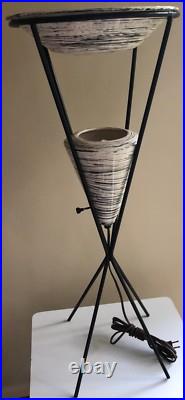 Rare Vintage 50s Atomic Iron Ceramic Pottery Lamp Mid Century Modern Lighting