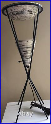 Rare Vintage 50s Atomic Iron Ceramic Pottery Lamp Mid Century Modern Lighting