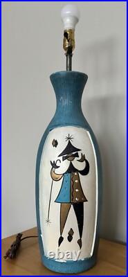 Rare Vintage 50s MCM Harlequin Chalkware Lamp Mid Century Modern Atomic Fortune