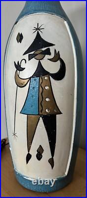 Rare Vintage 50s MCM Harlequin Chalkware Lamp Mid Century Modern Atomic Fortune