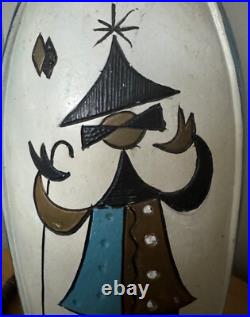 Rare Vintage 50s MCM Harlequin Chalkware Lamp Mid Century Modern Atomic Fortune