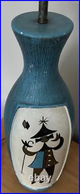 Rare Vintage 50s MCM Harlequin Chalkware Lamp Mid Century Modern Atomic Fortune