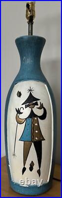 Rare Vintage 50s MCM Harlequin Chalkware Lamp Mid Century Modern Atomic Fortune