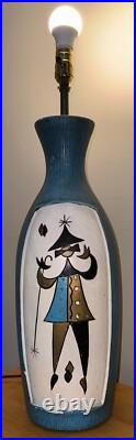 Rare Vintage 50s MCM Harlequin Chalkware Lamp Mid Century Modern Atomic Fortune