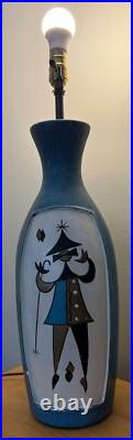 Rare Vintage 50s MCM Harlequin Chalkware Lamp Mid Century Modern Atomic Fortune
