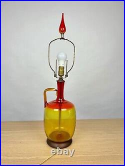 Rare Vintage Blenko Glass Lamp in Tangerine