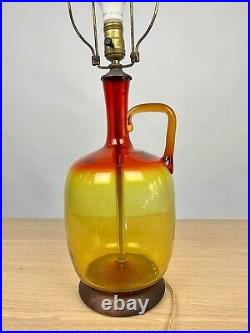 Rare Vintage Blenko Glass Lamp in Tangerine