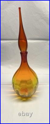 Rare Vintage Blenko Mid Century Modern Amberina Decanter Red Tangerine 18 Inch
