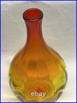 Rare Vintage Blenko Mid Century Modern Amberina Decanter Red Tangerine 18 Inch